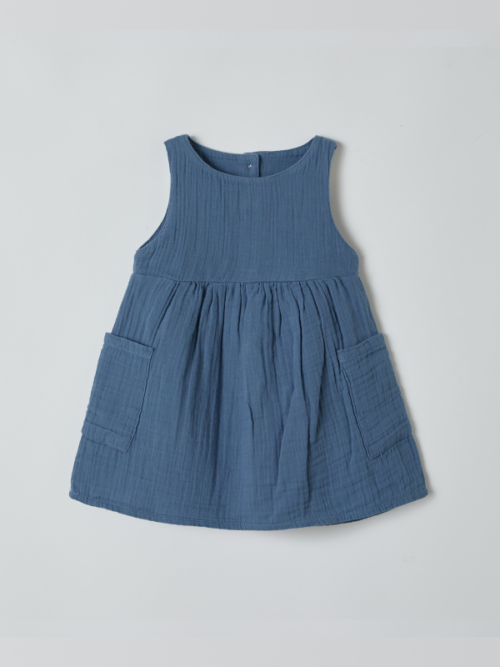 детское органическое синее платье